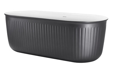 67'' Oval Acrylic Fluted Bathtub Double Ended Freestanding Soaking Tub - Designery