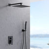 Shower Faucet Combo Set Wall Mounted with 12" Rainfall Shower Head and handheld shower faucet, Matt Black Finish with Brass Valve Rough-In